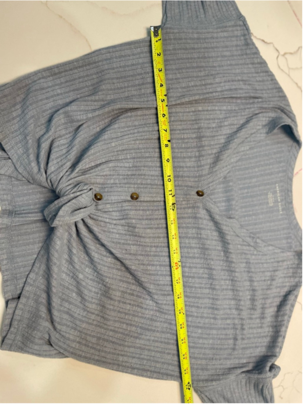 American Eagle Tie Front Cardigan Ribbed M Blue Oversized - Picture 5 of 6
